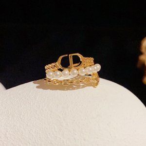 Simple design chain letter pearl multi-layer exquisite ring